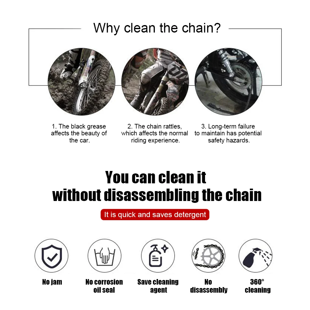 Щетка для чистки велосипедной цепи мотоцикла с двумя головками |