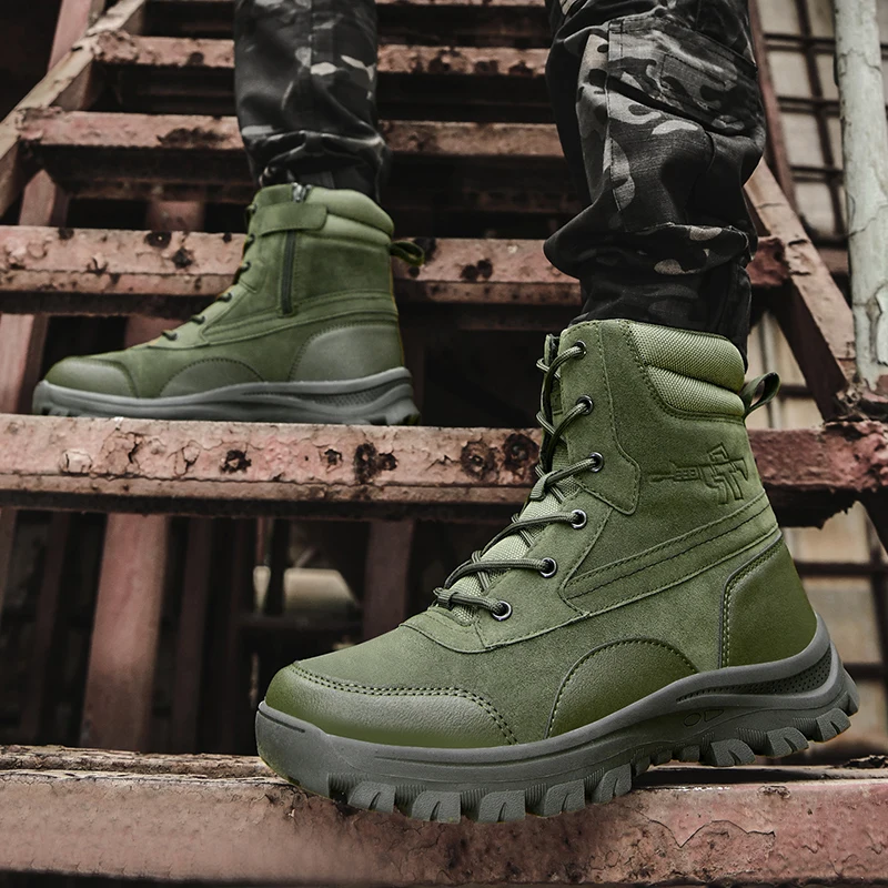 

New Hiking Boots Men's Outdoor Field Practice Battlefield Training Boots Anti-slip Wear-resistant Real War Military Boots