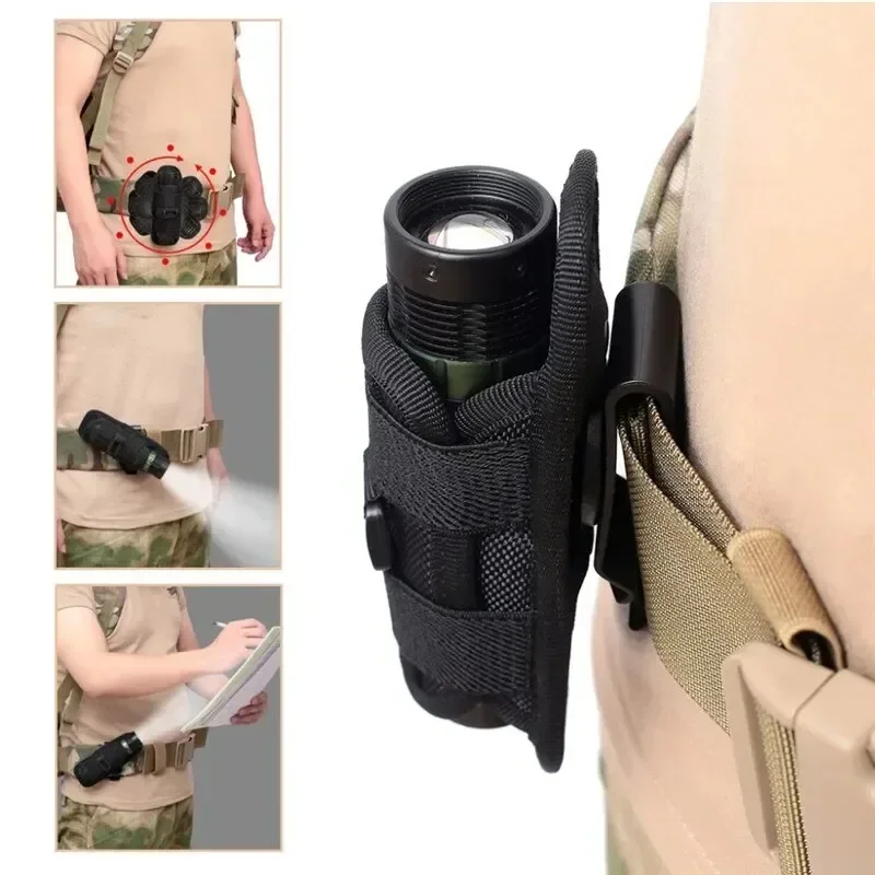 

Tactical Flashlight Pouch 360 Degree Holster Rotary Torch Case Belt Torch Bag Durable Hunting Lighting Accessory Survival Kits