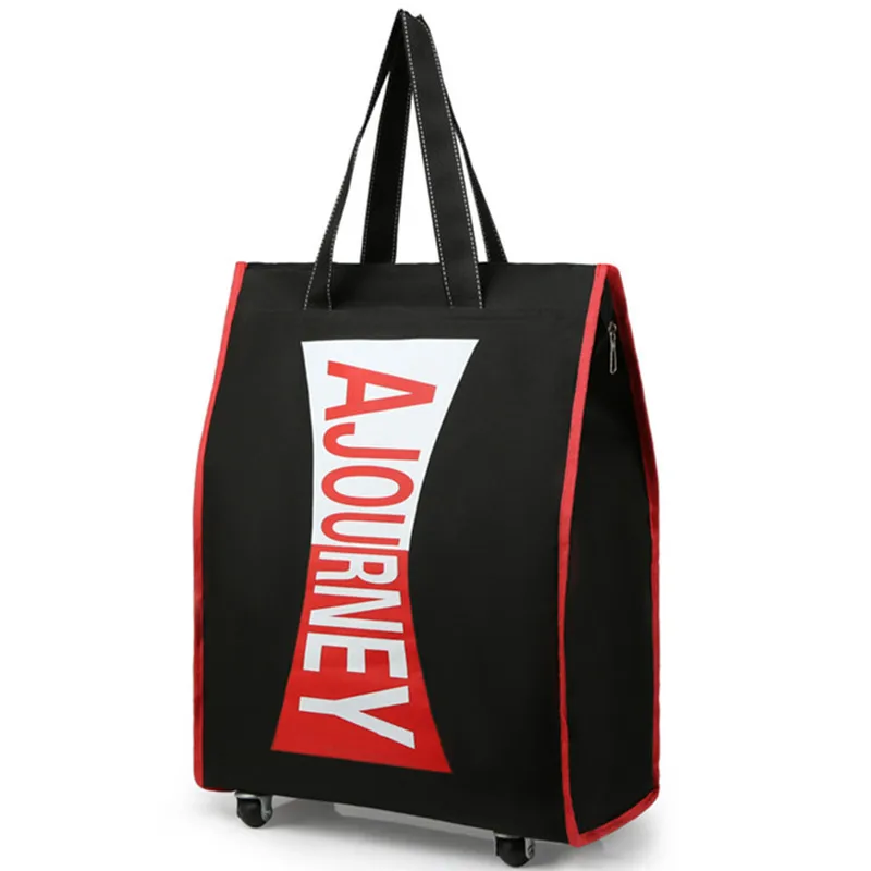 New Subtitled Wheel Luggage Bag Oxford Cloth Folding Light Shopping Bag Anti Splash Portable One Shoulder Travel Bag
