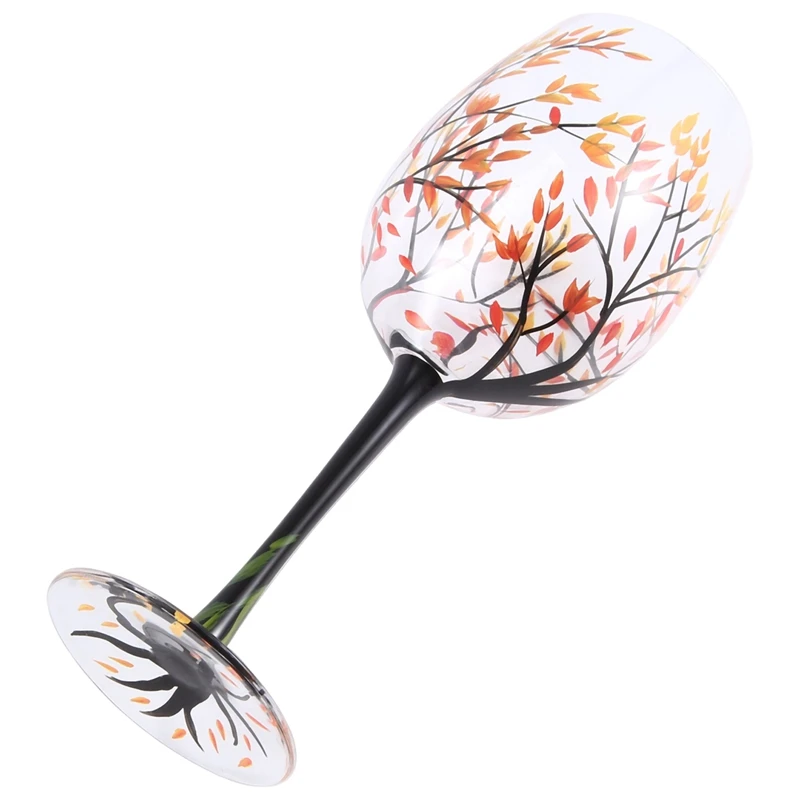 

1 шт. бокал для вина с изображением дерева горячей осени-осенние цвета-листья красного, желтого, оранжевого цвета-Ручная роспись-осенний лист простой в использовании