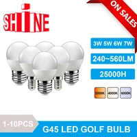 led golf bulb g45 3w 5w 6w 7w 3000k 4000k 6000k e14 e27 220v lamp light for home decoration