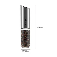 hot sale 304 stainless steel usb rechargeable electric automatic gravity salt and pepper spice grinder with led light
