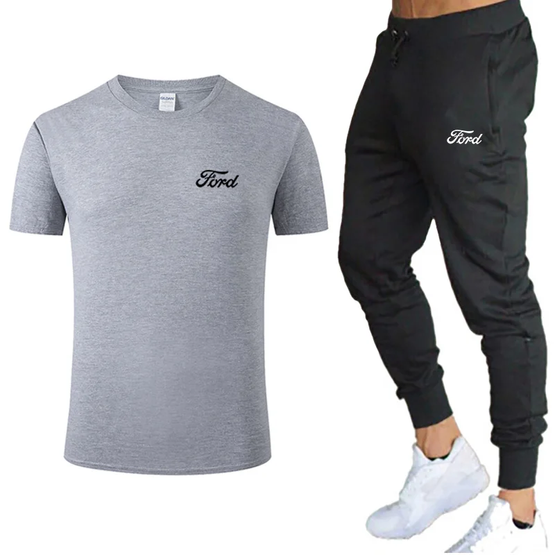 

High Quality 2022 New Summer Men's Tracksuit Polos Trouser Pants Two Piece Sets Male T-shirt Men's Sets Ford Logo T-shirt Suit