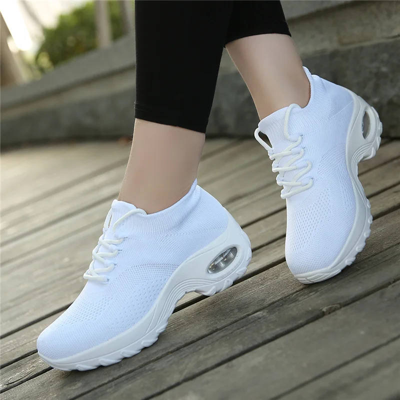 Womens Fashion Walking Shoes Socks Sneaker Platform Nurse Mesh Breathable Fitness Shoes