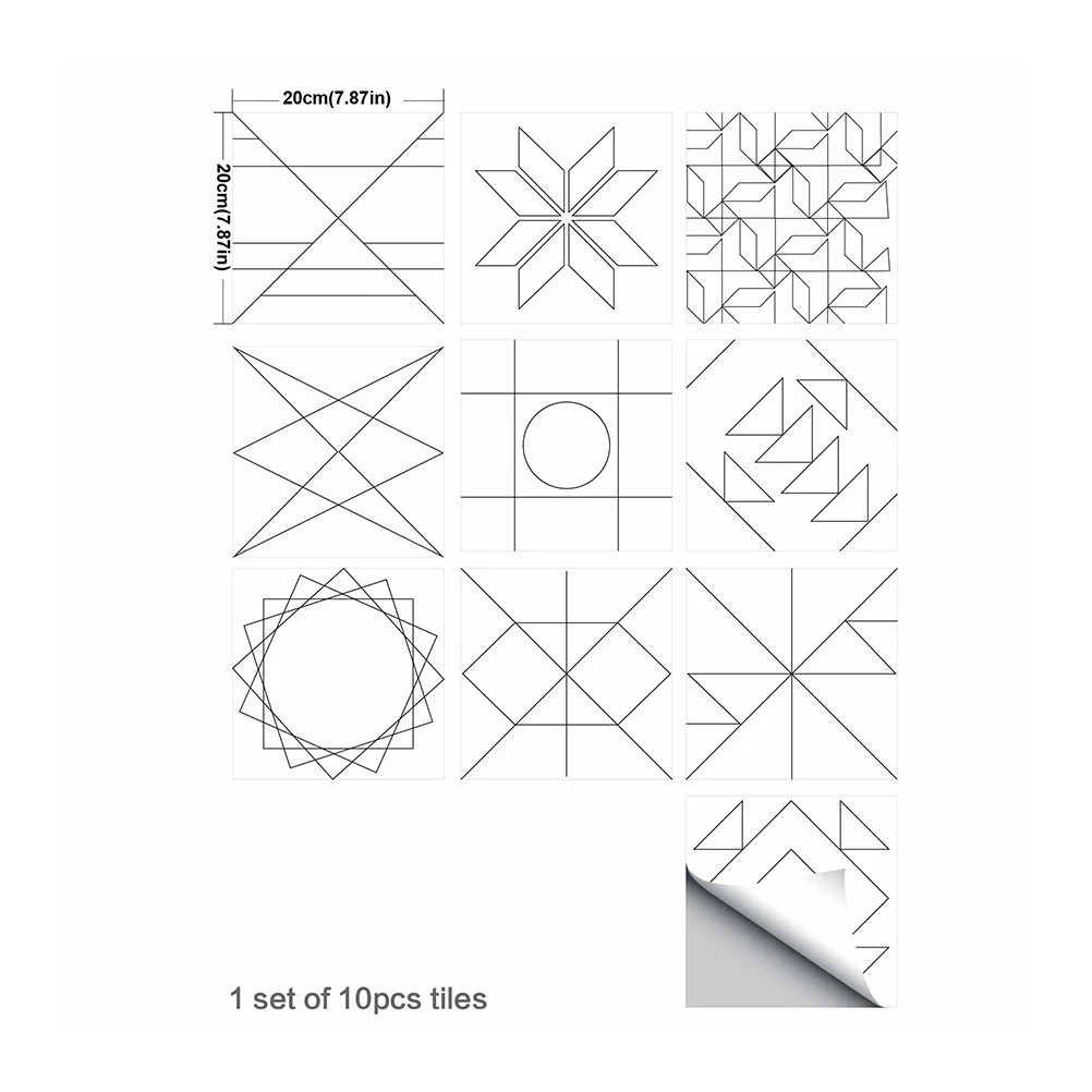 10 Pcs/pack Tile Stickers Floor Sticker Wall Sticky Mosaic Sticker Wall Murals Hard Tile Stickers Bathroom Sticker