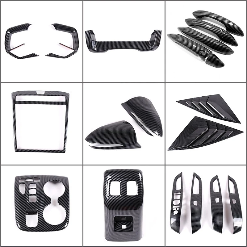 

Комплект интерьера из АБС-углеволокна для Hyundai Tucson 2021-2022, стеклоподъемник, переключатель, рамка, наклейка, панель управления, крышка, отделка