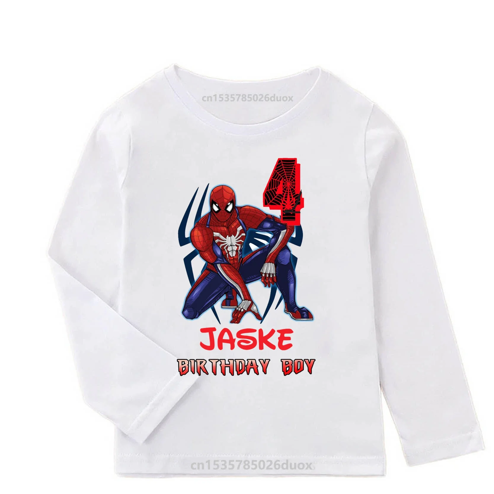 Детская одежда для дня рождения с индивидуальным именем Человек-паук весна-осень