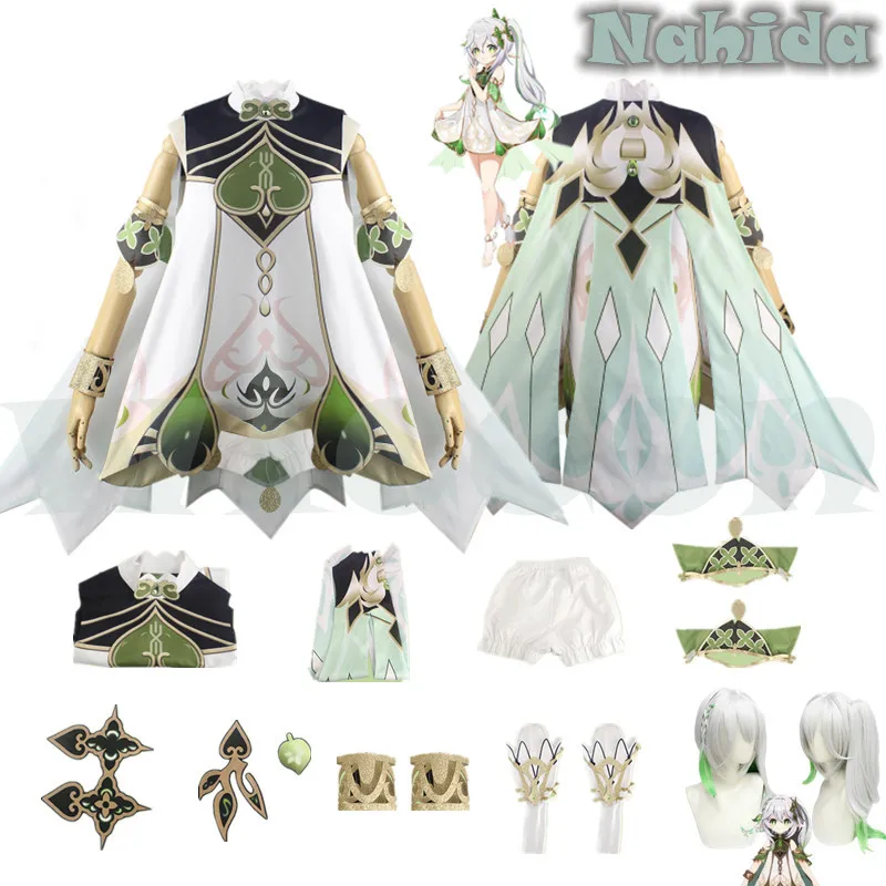 

Genshin Impact Nahida Maid Cosplay Costume Lesser Lord Kusanali Wig Cute Style Dress Nahida Genshin Cosplay For Women Kids