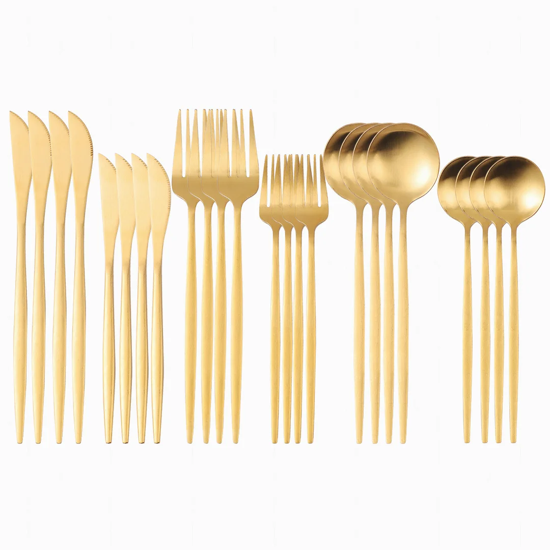 

Tableware Cutlery Set Stainless Steel Matte Forks Spoons Knives Kitchen Dinning Set Dinnerware Full Cutlery Table Set Drop Ship
