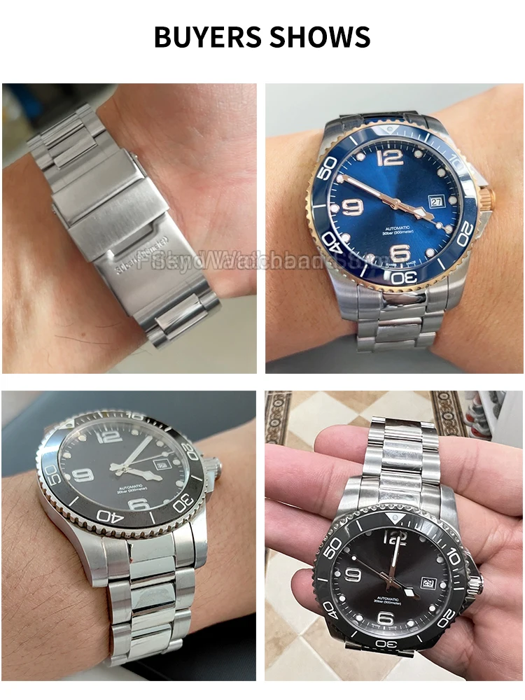 Фото Ремешок для часов из нержавеющей стали цвета стали 21 мм для Longines Conquest L3.781.4, складная пряжка с изогнутым интерфейсом, высококачественный материал №3