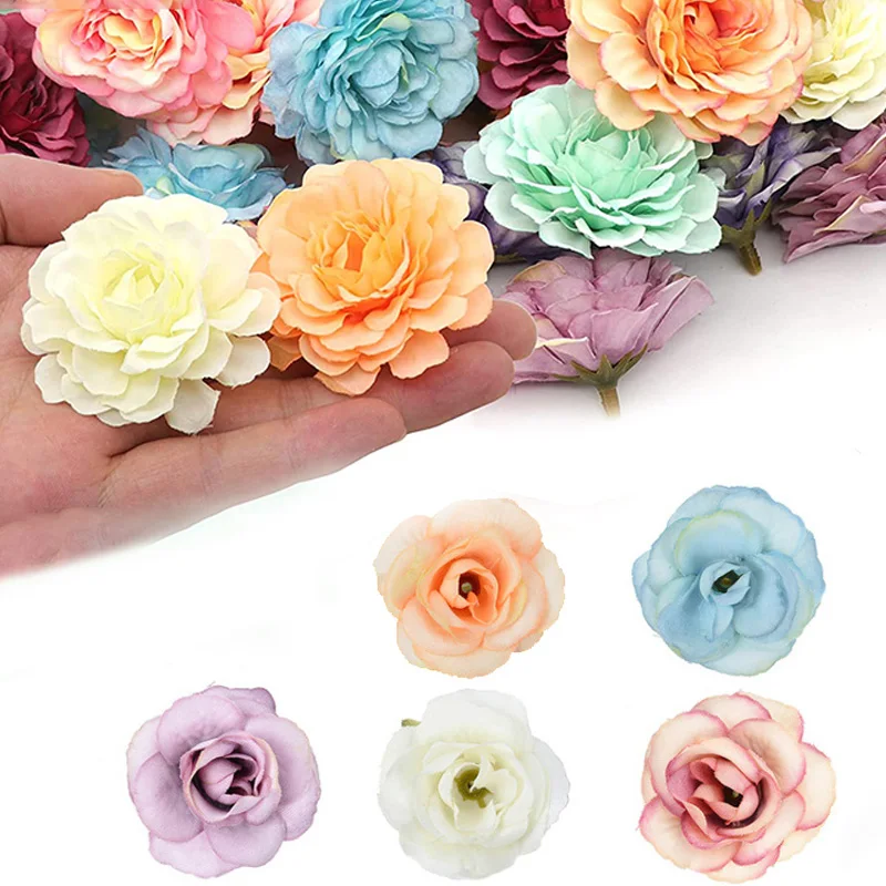 

50Pcs Artificial Flowers Rose Silk Flower Simulation Fake Flowers For Wedding Home Decoration DIY Crafts Wreath Accessories