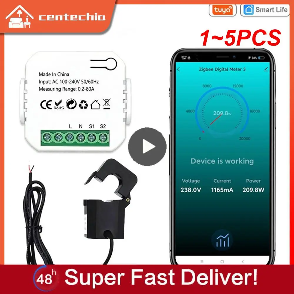 

1~5PCS Tuya Smart Life WiFi Digital Energy Meter 80A with Current Transformer Sensor Clamp Power Consumption Monitor 110V 240V