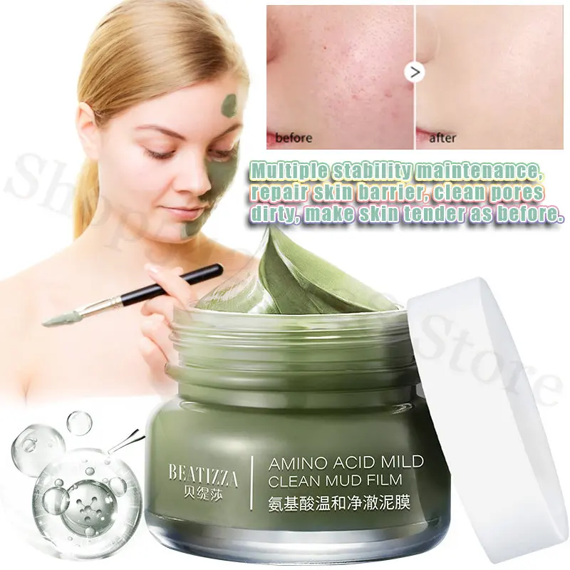 

Amino Acid Mud Mask 80g Facial Cleansing Pore Blackhead Acne Hydrating Gentle Smear Type Mask Soothing and Repairing Skin