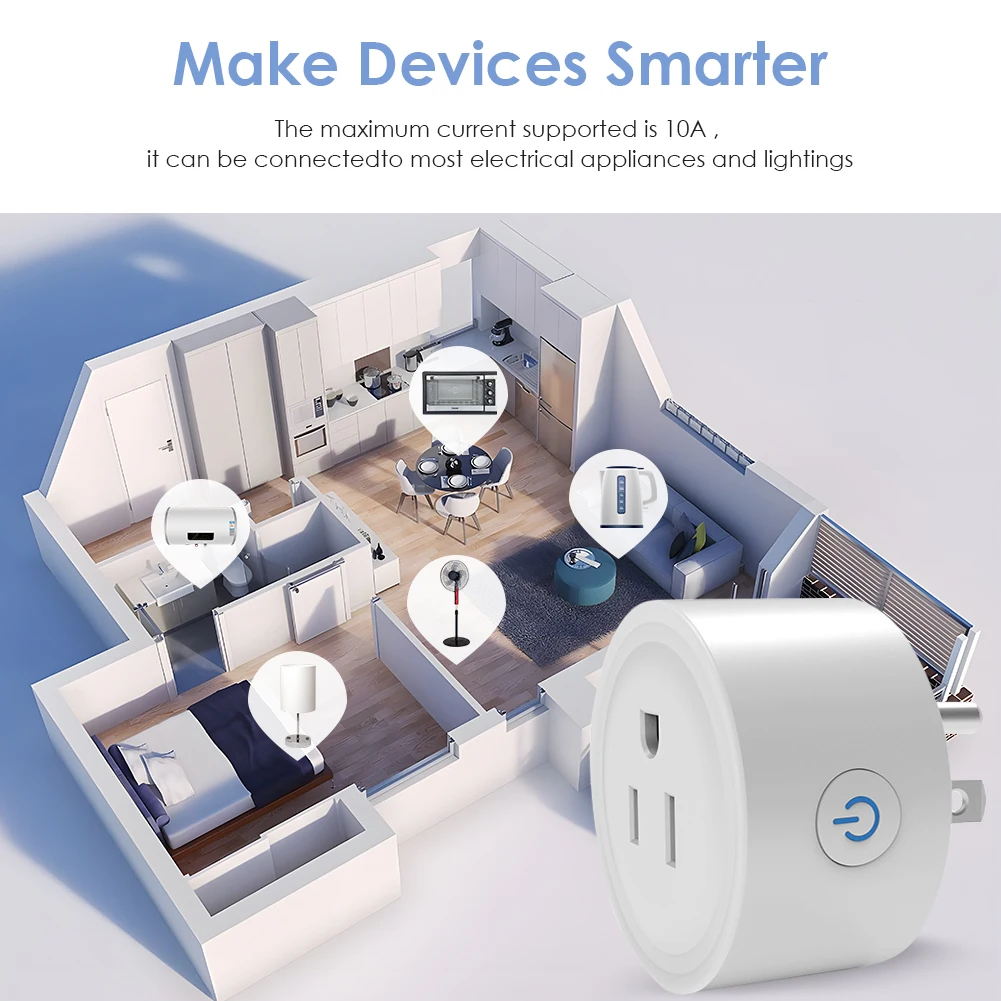 Tuya WiFi умная вилка 10A/16A/20A US домашняя розетка для синхронизации жизнь управление