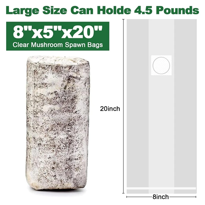 Мешки для выращивания грибов полипропиленовый мешок 8x5x20 дюймов с дышащей