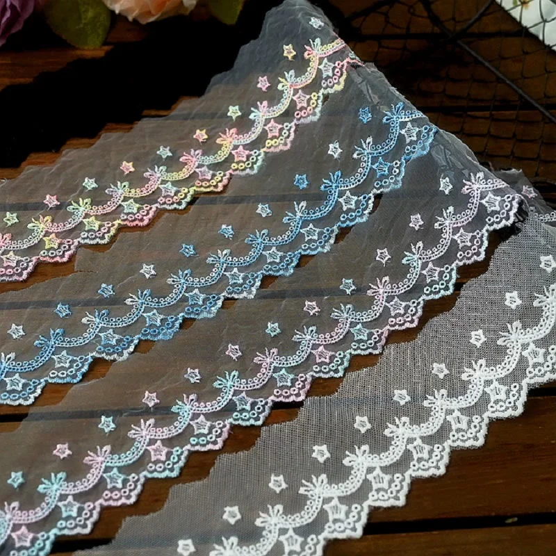 Двойная цветная кружевная ткань вышитая звездой лента с отделкой свадебная