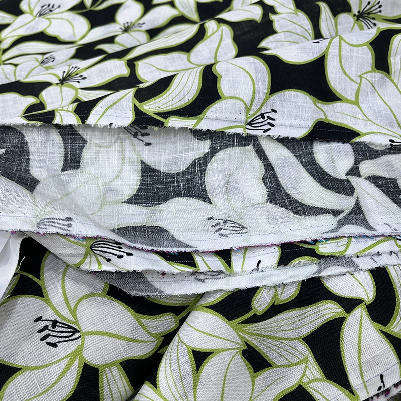 Европа и Америка праздничный стиль натуральная льняная ткань с принтом растений