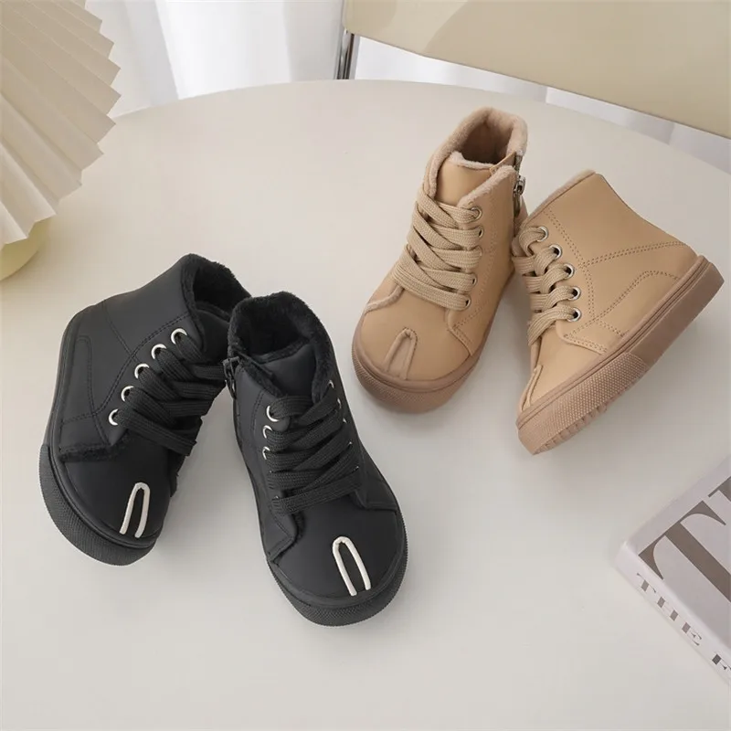 

Children Boots Boys High-top Plush Soft Sole Snow Boots Girls Wearable Non-slip Warm Winter Boots Size 22-31