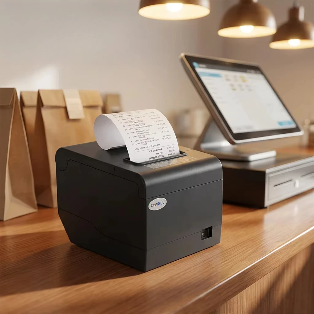Фото Термопринтер для чеков ZYWELL 80 мм с USB, Bluetooth и Wi-Fi для печати счетов и билетов №1