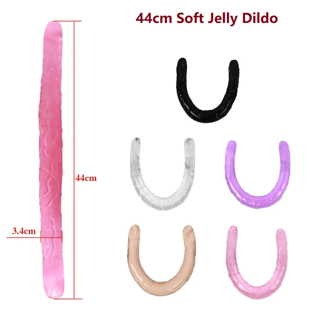 

44cm Soft Jelly Dildo Lesbian Vaginal Anal Plug Flexible Fake Penis Double Long Realistic Dildos Cock Dildos Sex Toys for Women