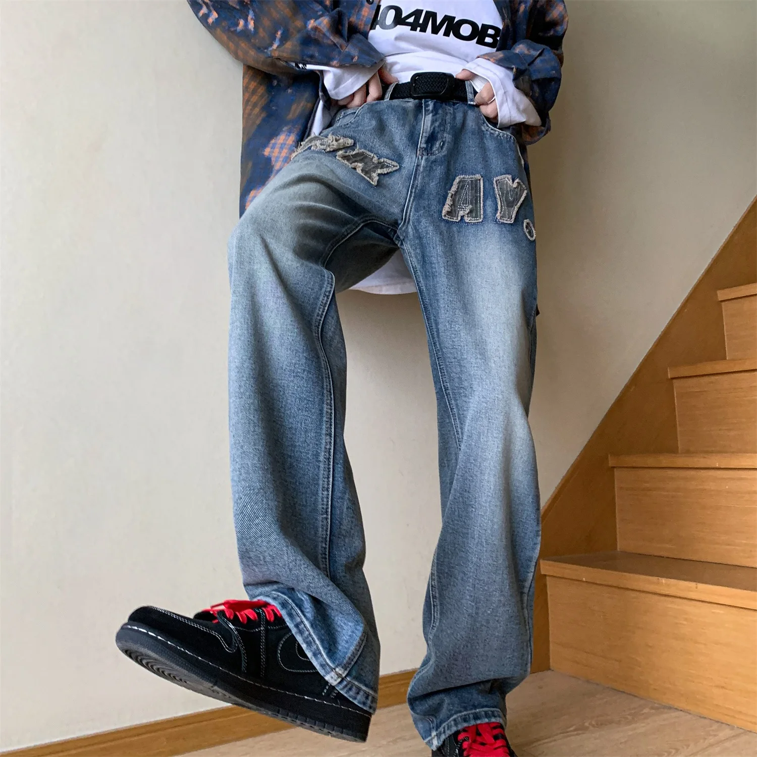 2023 Fashion Jeans For Men Y2k Streetwear Baggy Jeans Man Hip Hop Youth Trousers Cross Denim Pants Men Cargo Pant Punk Clothing