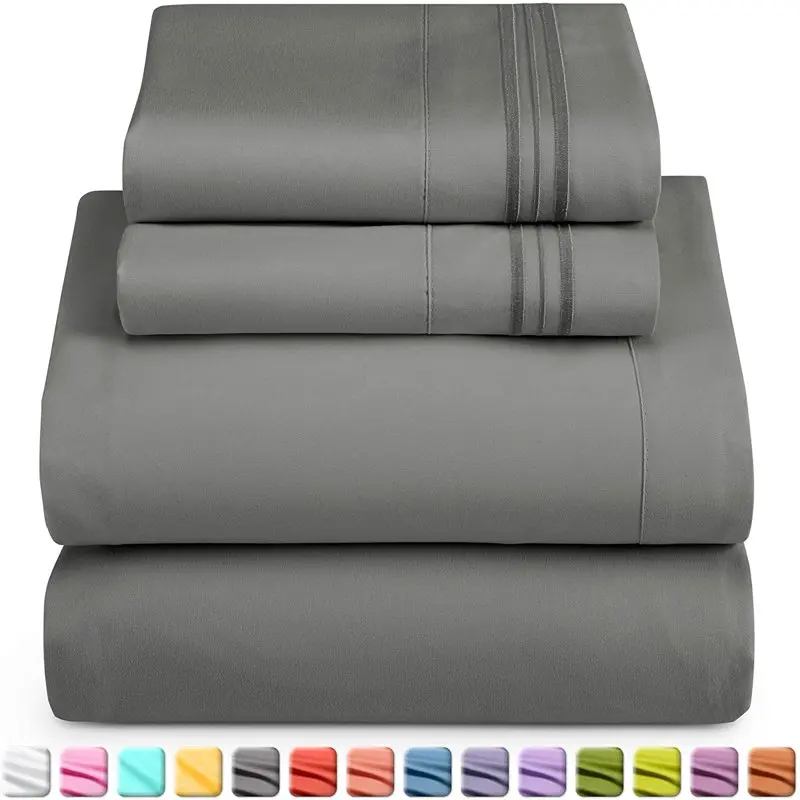 

Microfiber Full XL Bed Sheets Set, Deep Pocket 4 Piece Full XL Size Sheet Set, Charcoal Gray