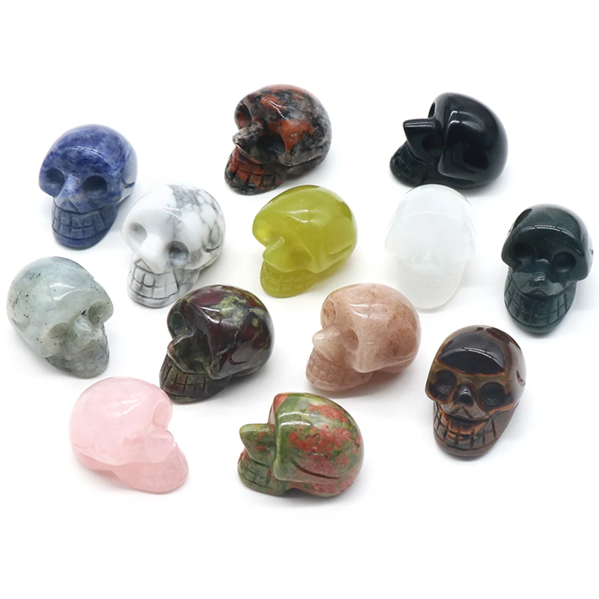 

Natural Stone Ornaments Pocket Stones Non-porous Skull Shape Gemstone Healing Landscape for Jewelry Making Study Room Gifts