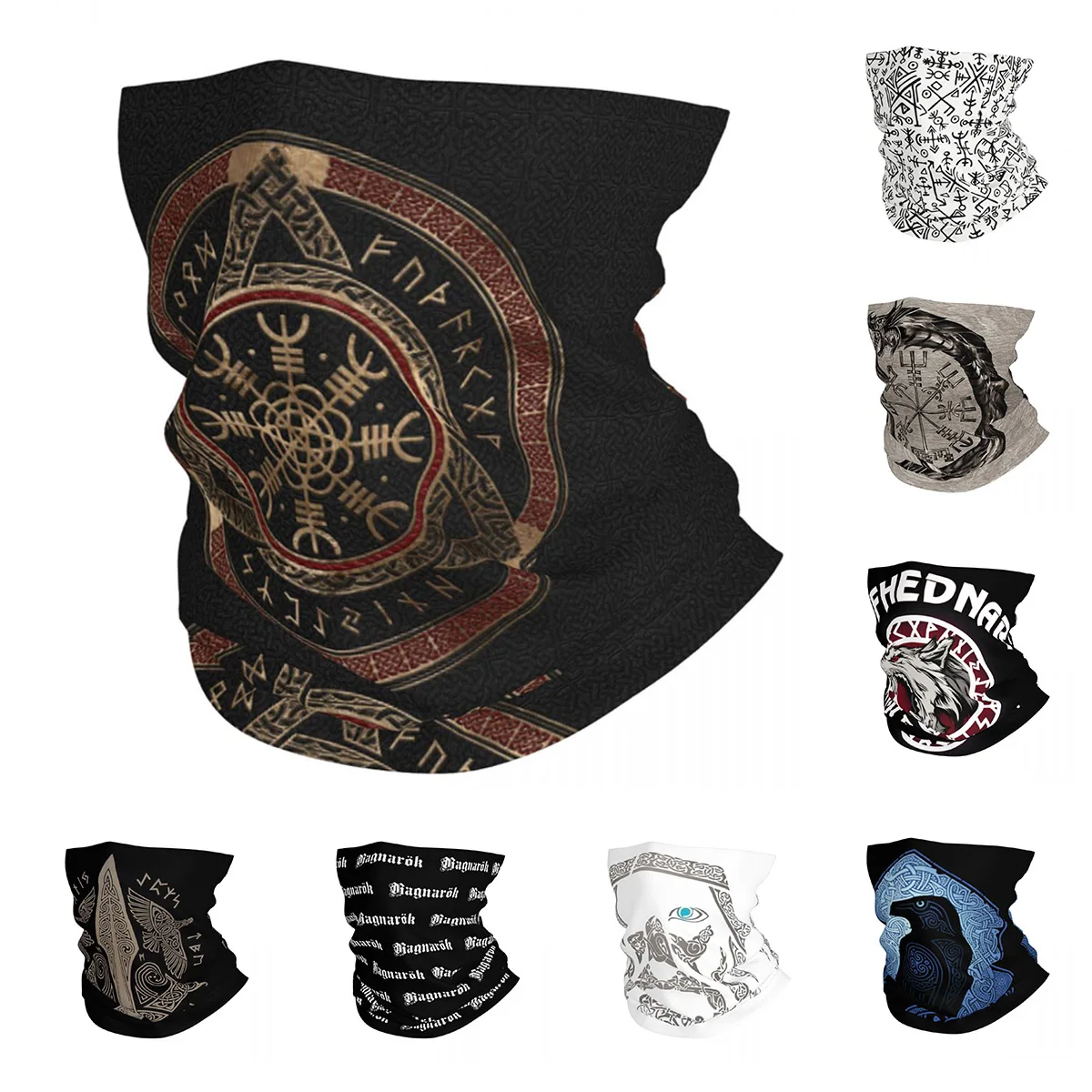 

Viking Ragnar Bandana Lothbrok Neck Cover Printed Norse Runes Mask Scarf Balaclava Outdoor Sprots for Men Women Adult Breathable