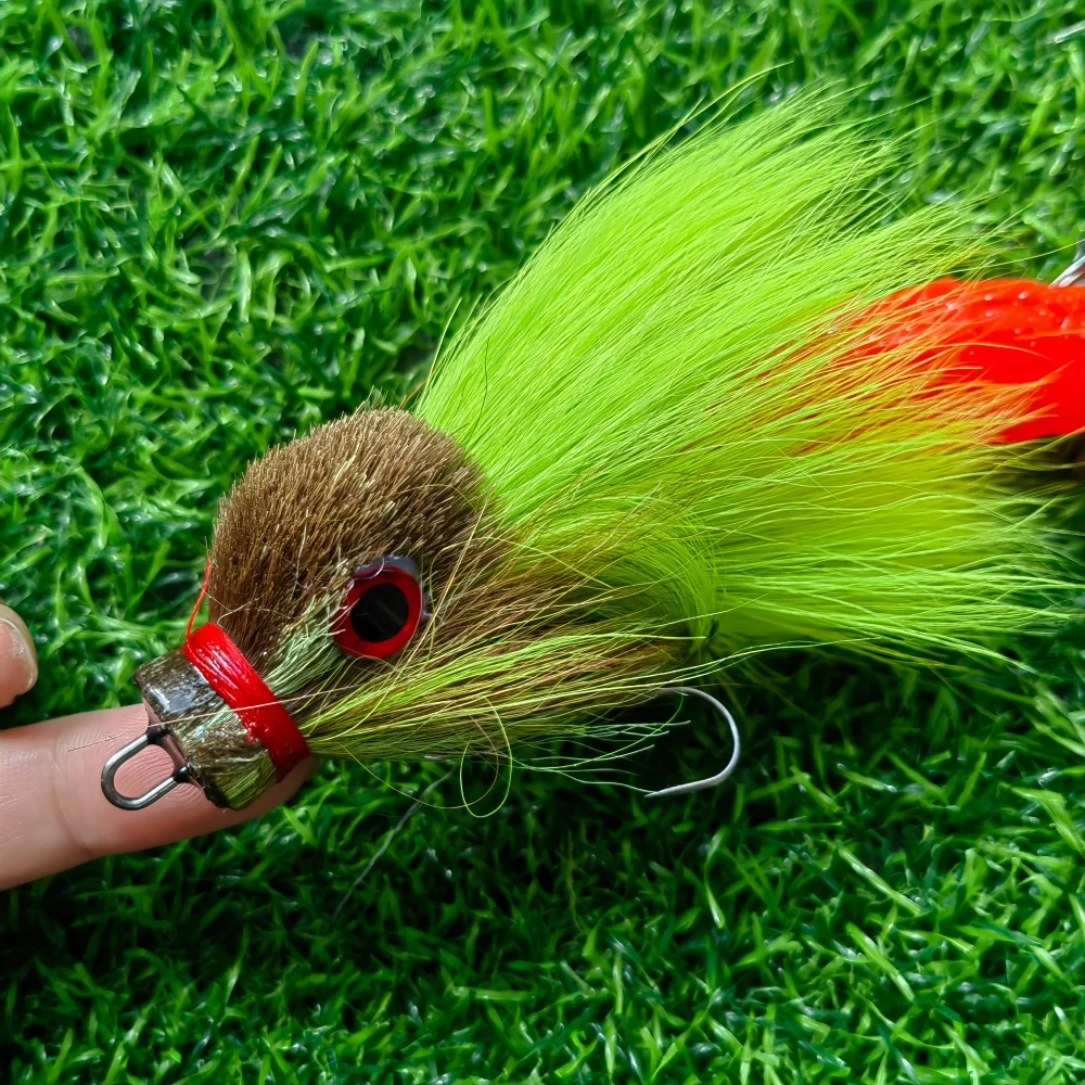 Фото MUKUN Mouse Baby Swimbait Bucktail Mouse Lure Wąsy Rig Muskie Pike Рыбалка Игра Ручная завязка из оленьей шерсти Корпус Твердая снасть №5