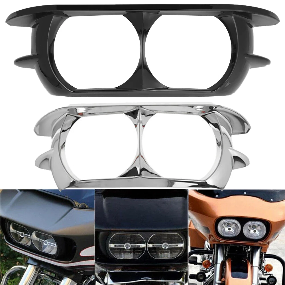 

Dual Headlight Fairing Trim Bezel Scowl Headlamp Cover For Harley Touring Road Glide Special FLTRXS Road Glide FLTRX 2015-2021