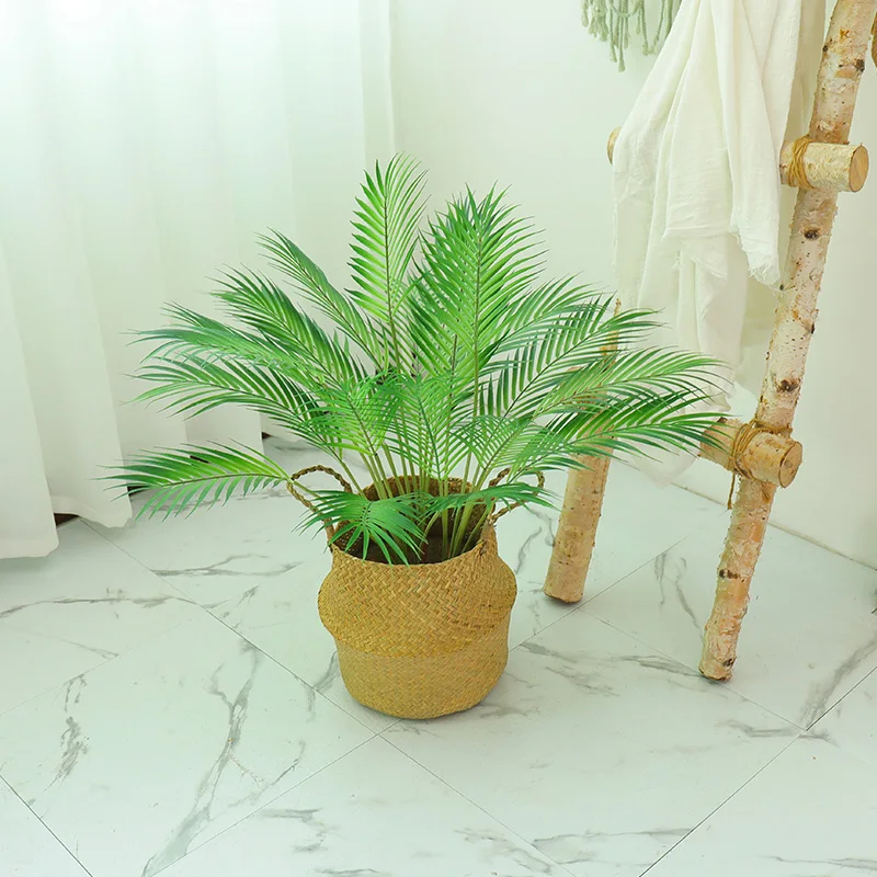 

Bonsai Artificial Palm Tree Tropical Potted Plants Branch Silk Leaf Green For Home Garden Outdoor Office Room Balcony Decoration