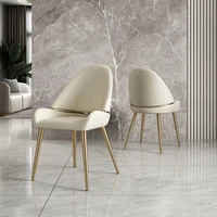 White Leather Dining Chairs Gold Legs Designer Soft Backrest Dining Chairs Luxury Living Room Meuble Salon Home Furniture