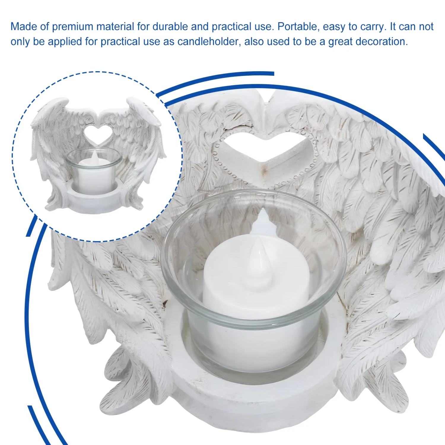 Свечи Крылья Ангела держатель конус беспламенный декор мерцающий поддельный