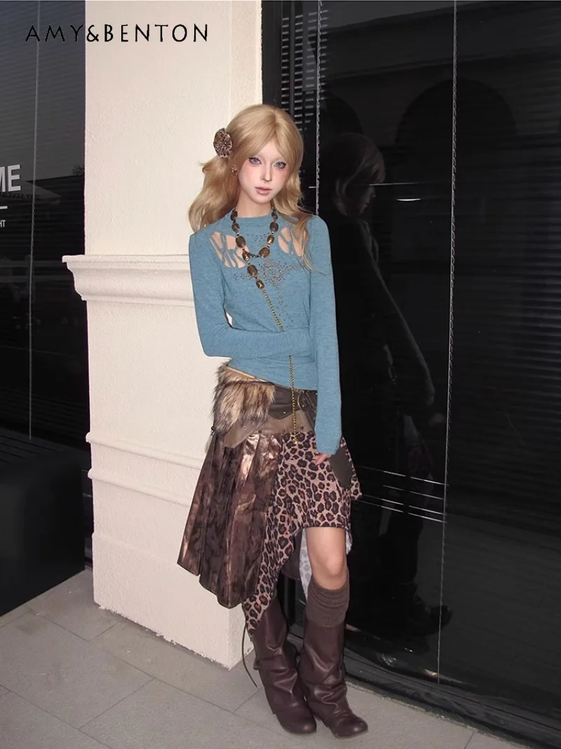 Yabi Personality Wasteland Punk вязаная нижняя рубашка легкая азиатский стиль ретро японская