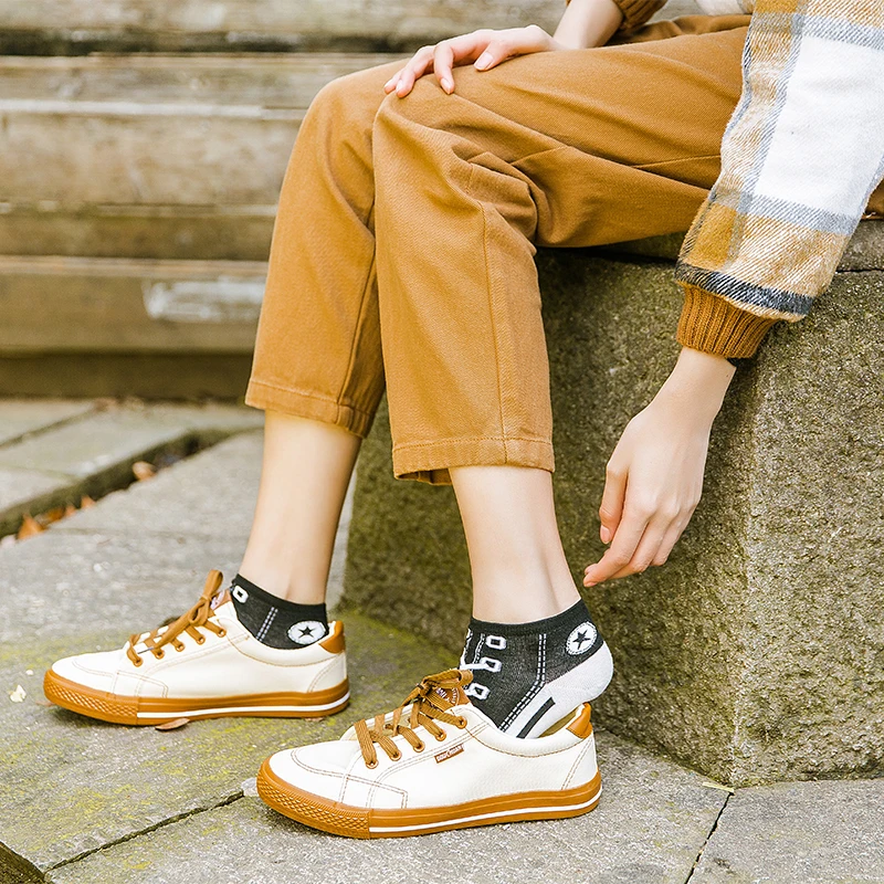 5 пар/коробка забавные туфли с принтом короткие тапочки носки хлопковые