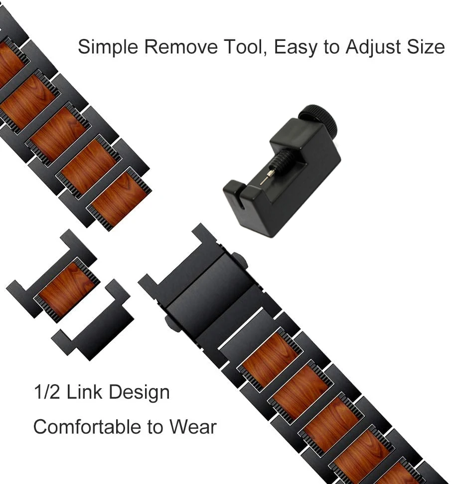 Wooden Red Sandalwood strap for Apple watch UItra 8 7 band 49mm 45mm 41mm iWatch 6 5 4 3 44mm 40mm Stainless Steel Link Bracelet