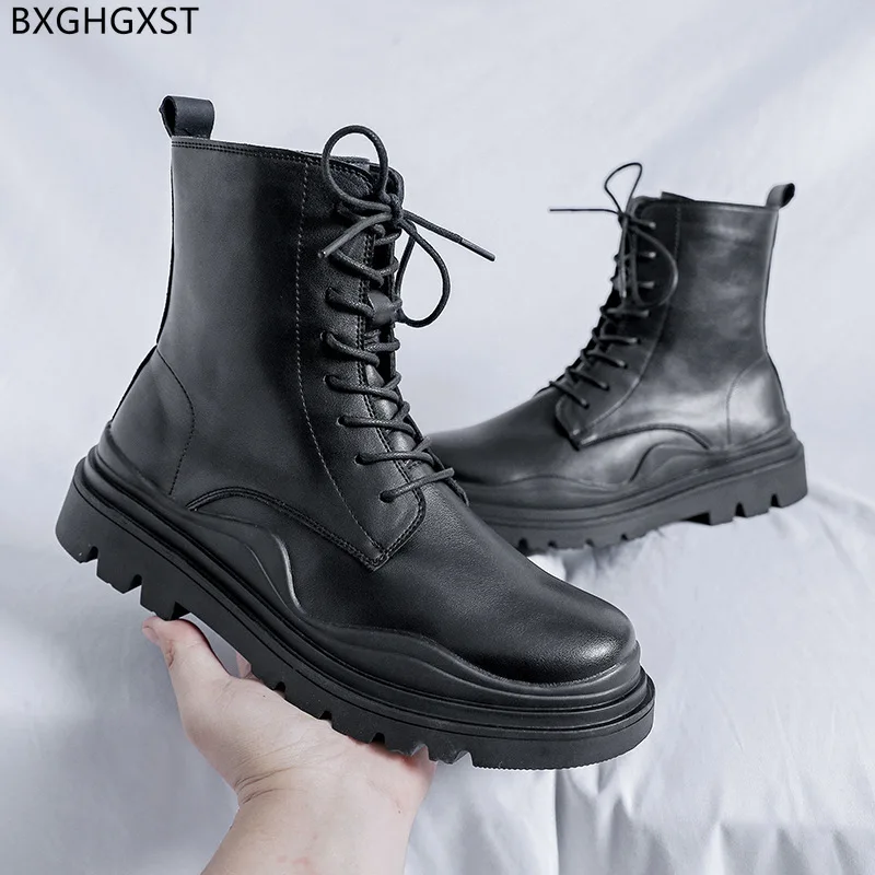 

Chunky Boots for Men Male Platform Motorcycle Boots for Man 2023 Stivali Black Boots Men Luxury Designer Shoes Man Zapato Hombre