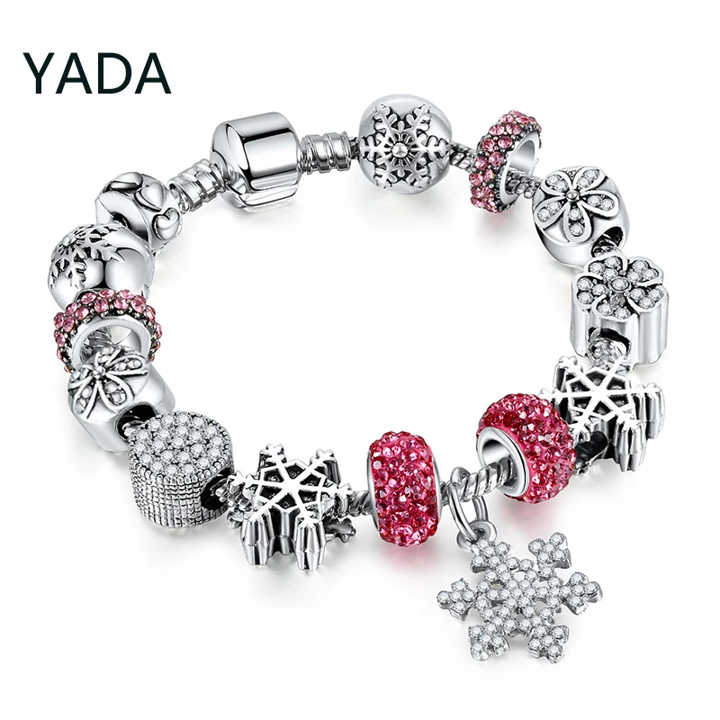 

YADA Fashion Christmas Snowflakes Bracelets Bangles For Women Christmas Gifts Bracelets Charm Crystal Jewelry Bracelet BT220040