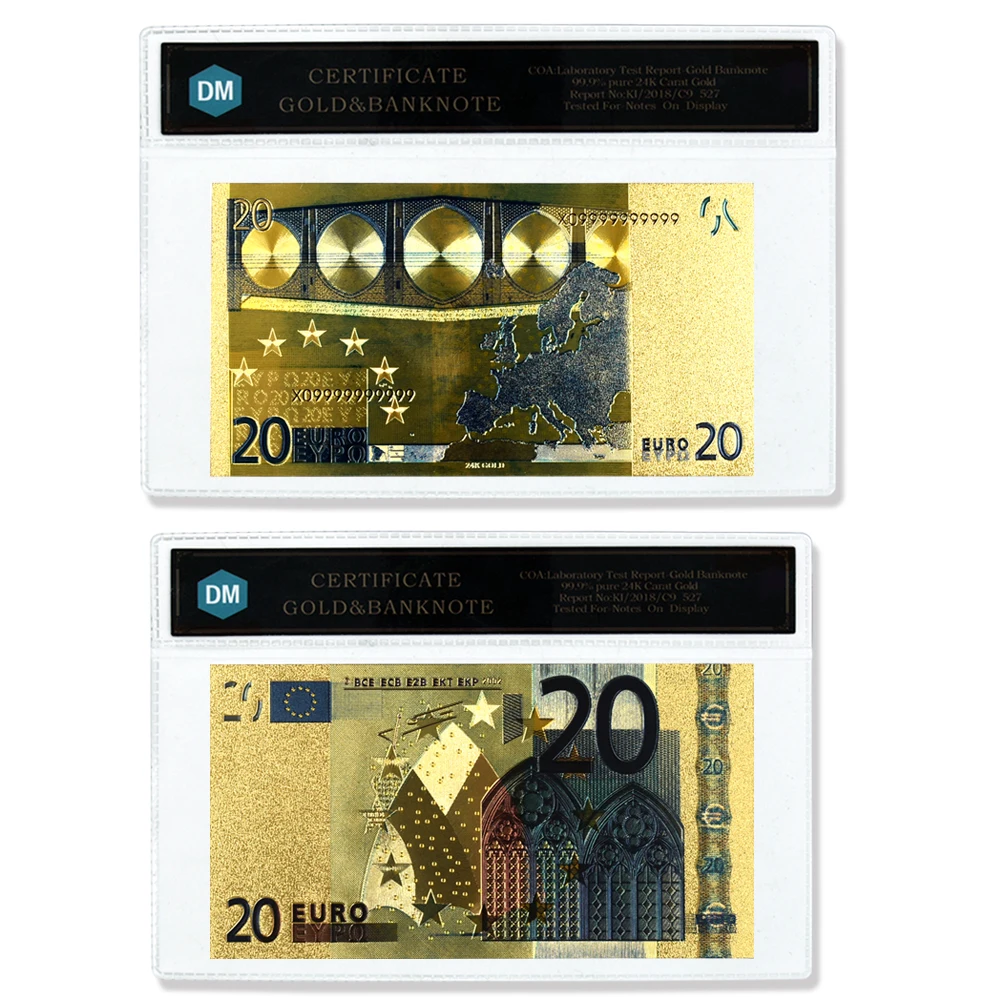 

European Banknote 20 EUR with Plastic Ferrule Fake Money Nice Party Tickets Home Collection Decorations Fans Collection