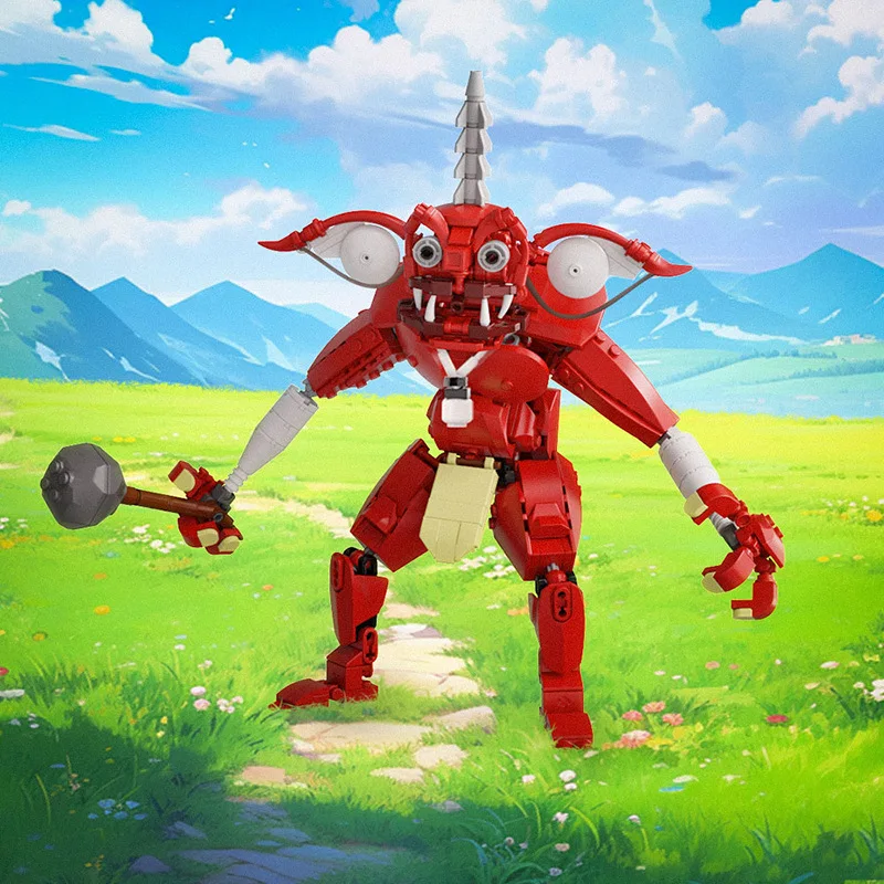 Фото Классическая игра Wild Hinox Beast, набор строительных блоков, красный Pok é mon, красный дикий кабан, монстр, модель животного, кирпичная игрушка №2