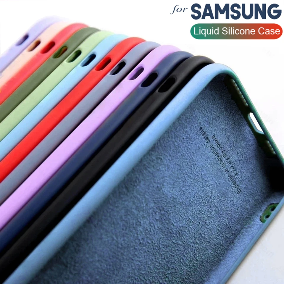 

Original Liquid Silicone Phone Case For Samsung Galaxy S21 S22 Ultra S20 FE S10 Note 20 10 Plus A52 A51 A50 A32 A12 Back Cover