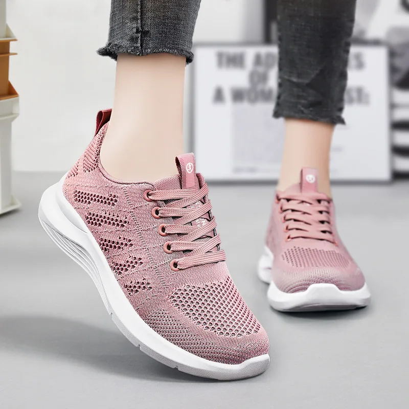 Women Running Shoes Fashion Breathable Walking Mesh Flat Sneakers Gym White Female Footwear
