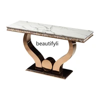 yj light luxury console tables gold stainless steel marble curio cabinet post modern simple console