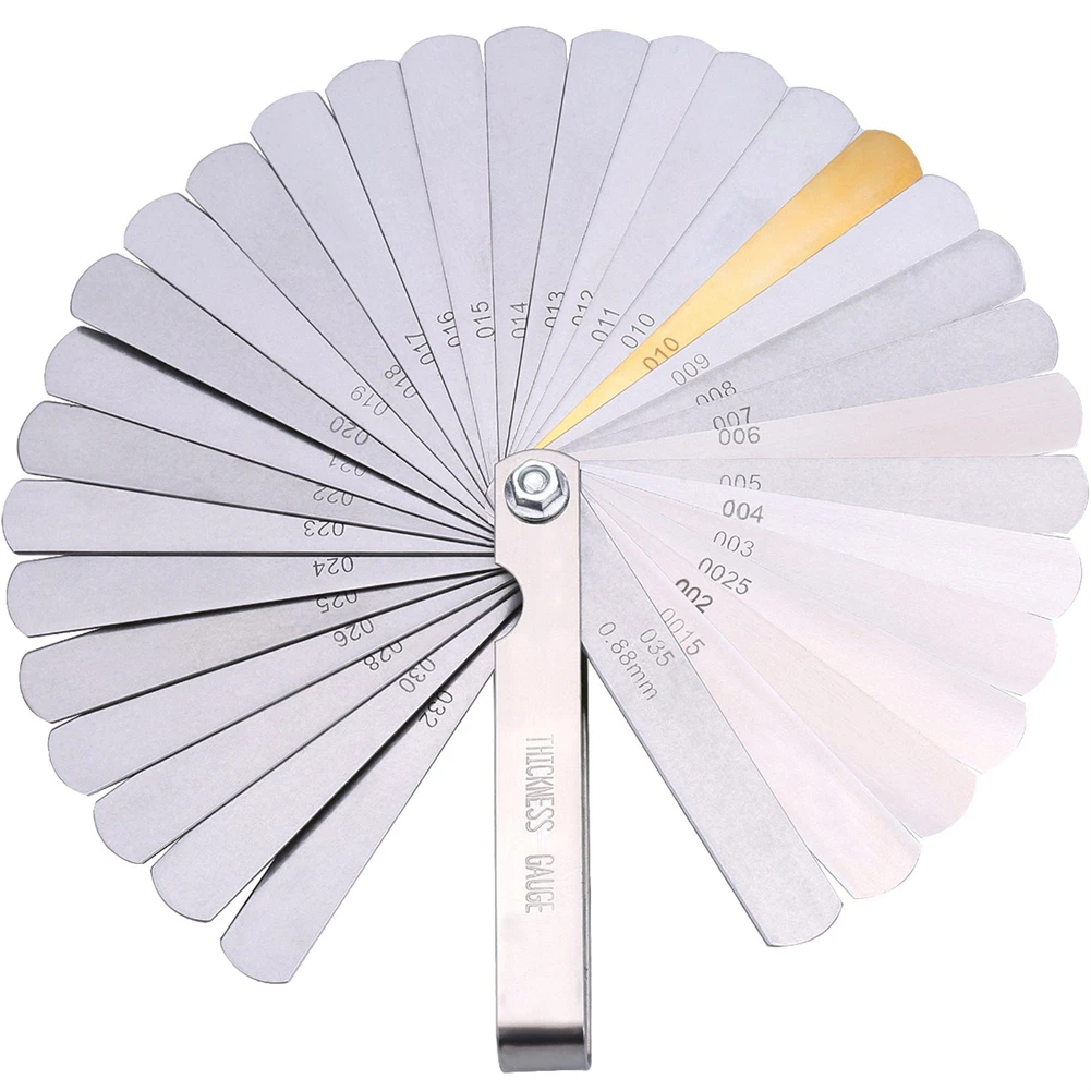 

32 Blade Feeler Gauge Metric & SAE Dual Reading Combination Gap Thicknes Measure Brass Measuring Range 0.04mm - 0.88mm