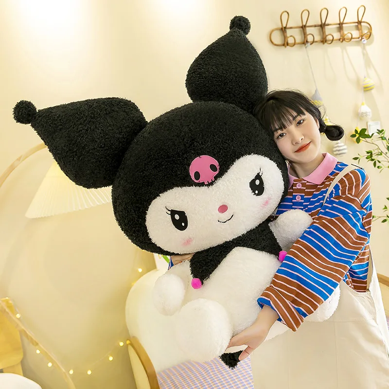 

Super Cute Sanrio Cartoon Anime Plush Stuffed Toys about 45-70cm Kawaii Kuromi Giant Doll Room Decor Birthday Gift for Girls