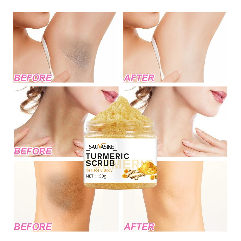 

Turmeric Scrubs Body Skin Brightening Face Scrub For Dark Spots Lemon And Ginger Scent For Waist Legs Thighs Whiteing Body Care
