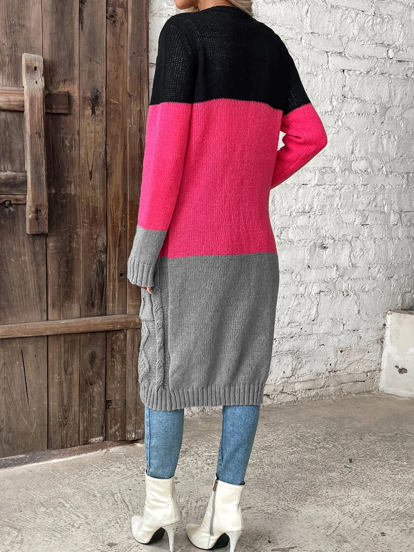 Женские свитера цветной Кардиган с длинным рукавом длинное пальто свитером