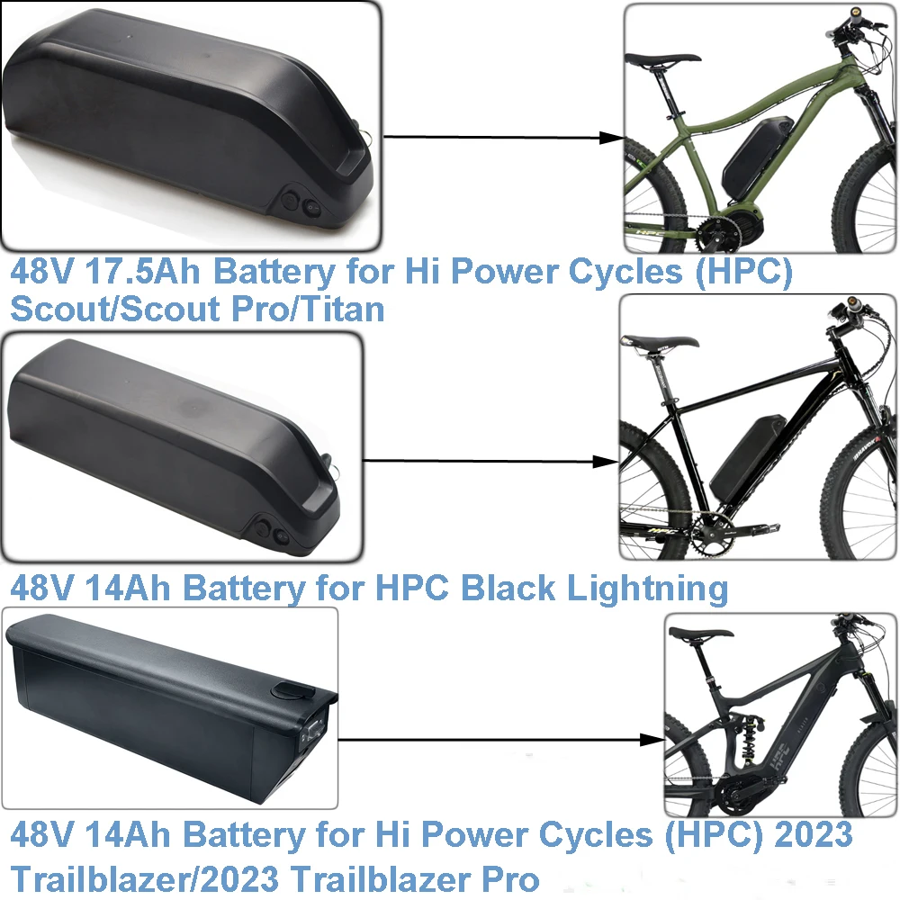 Battery 48v 14ah 17.5ah Li-ion Battery For Hi Power Cycles Hpc Trailblazer Scout Pro Titan Black Lightning E-bike