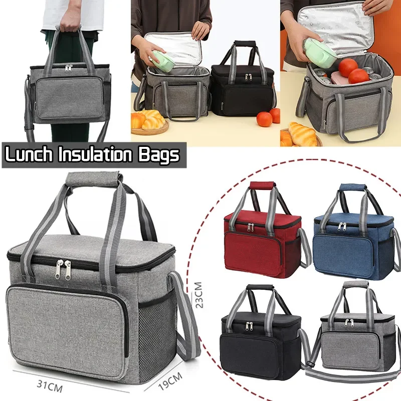 

15L Portable Thermal Lunch Bag Food Box Durable Waterproof Office Cooler Lunch Box Ice Insulated Case Camping Oxford Dinner Bag